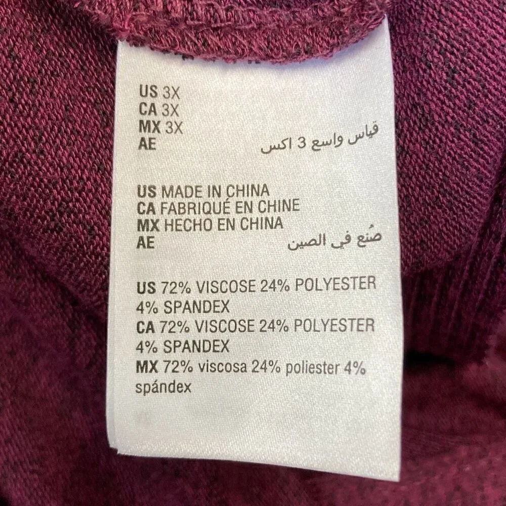 Style & Co. Womens Plus Ribbed V-Neck Sweater Purple size 3X